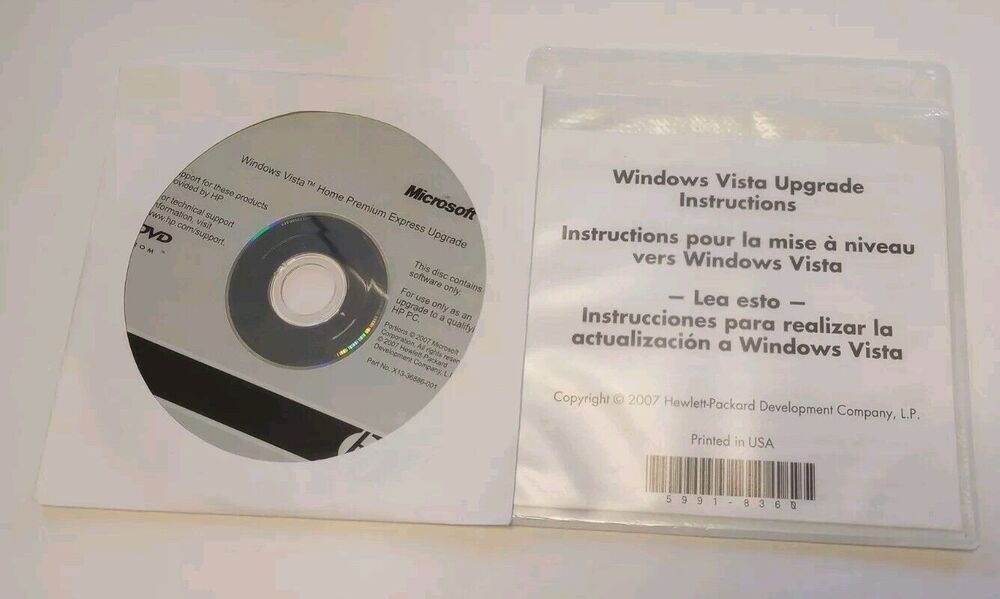 Microsoft Windows Vista Home Premium Express Upgrade CD Disc w/ Instructions New